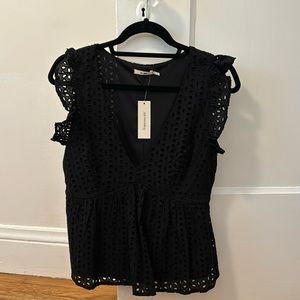 Black eyelet peplum